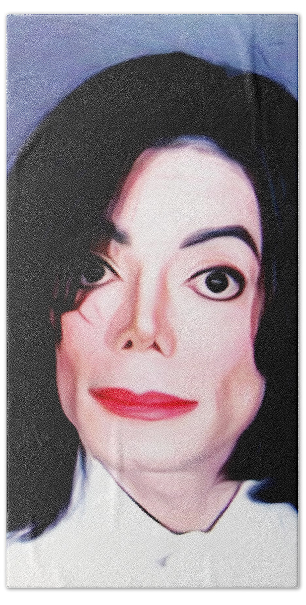 Michael Jackson Mugshot Bath Towel featuring the photograph Michael Jackson Mugshot by Digital Reproductions