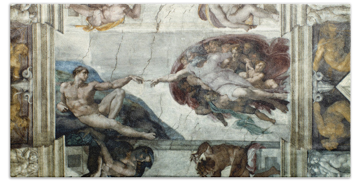 1510 Hand Towel featuring the photograph Michelangelo: Adam by Granger