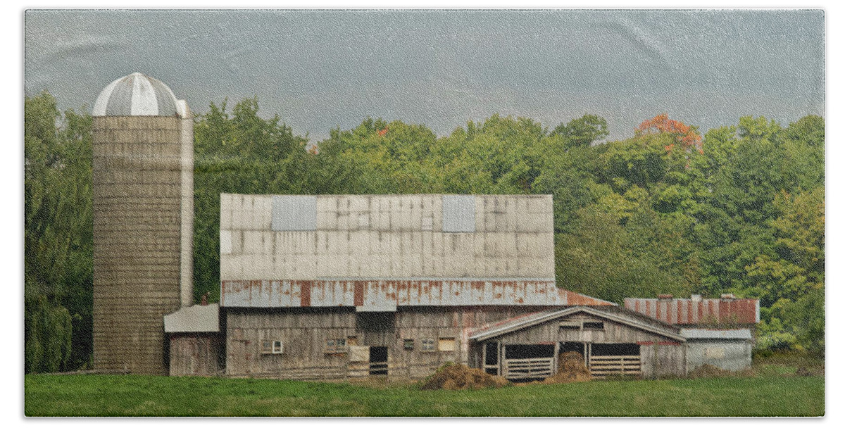 Dairy Bath Towel featuring the photograph Michigan Dairy Barn by Michael Peychich