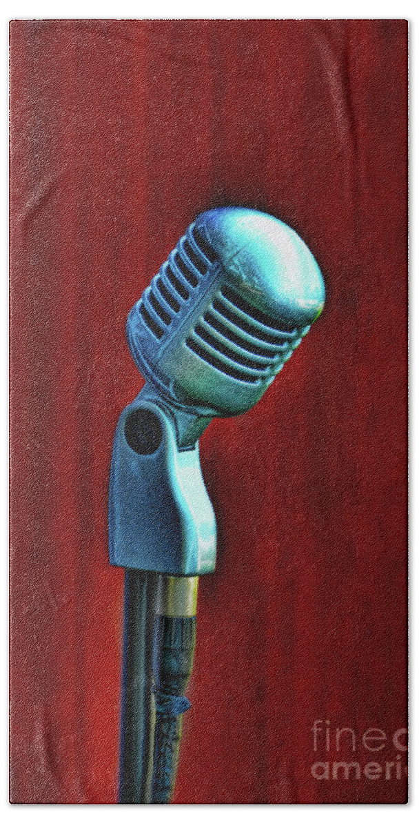 Microphone Hand Towel featuring the photograph Microphone by Jill Battaglia