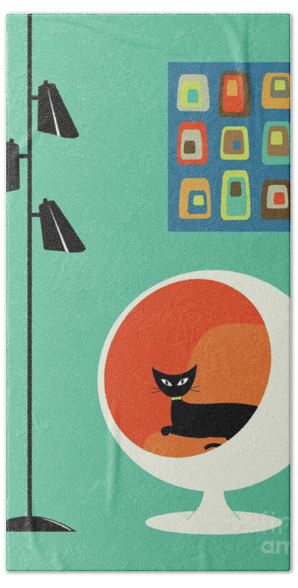 Cat Bath Towel featuring the digital art Mid Century Mini Oblongs by Donna Mibus