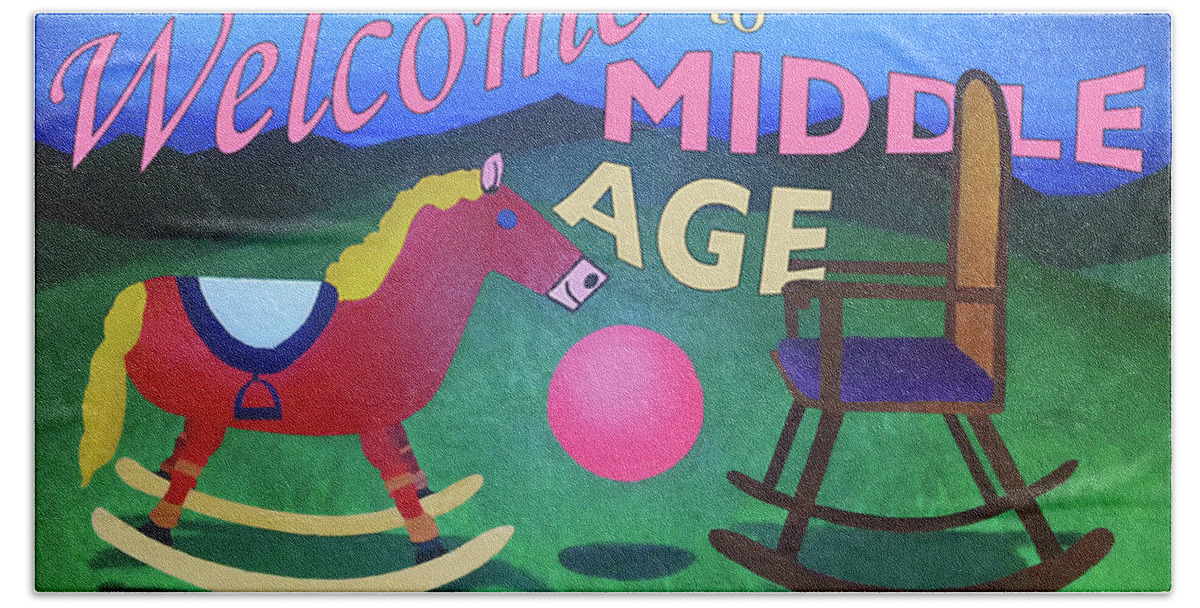 Birthday Greeting Card Hand Towel featuring the painting Middle Age birthday card by Thomas Blood