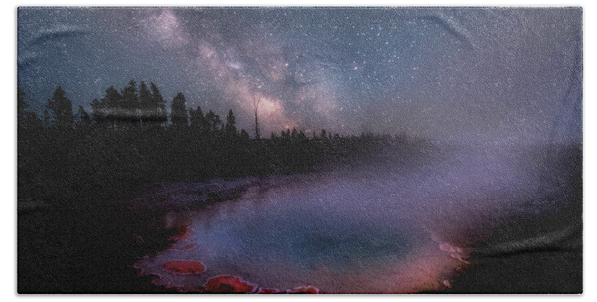 Milkyway Hand Towel featuring the photograph Milky Way in Yellowstone by Michael Ash