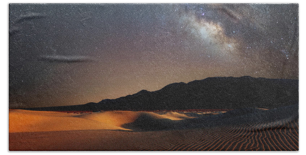 California Bath Towel featuring the photograph Milky Way Over Mesquite Dunes by Darren White