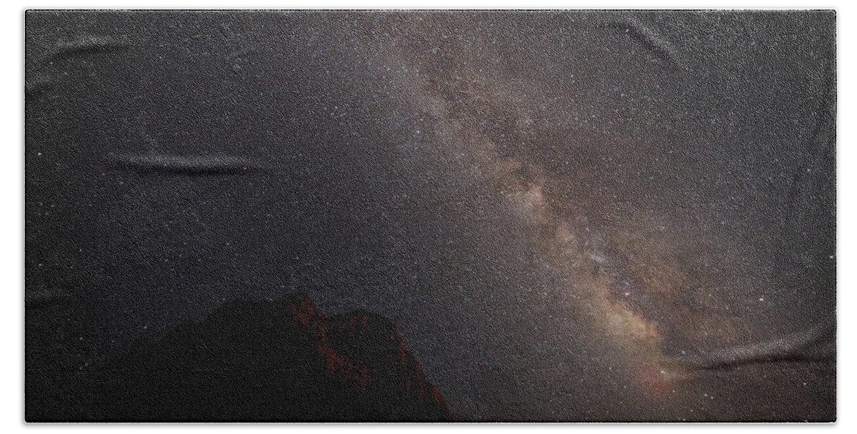 Milkyway Hand Towel featuring the photograph Milky Way Over Zion by David Watkins