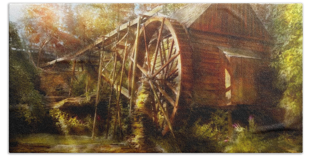Mill Bath Towel featuring the photograph Mill - Cornelia, GA - Grandpa's grist mill 1936 by Mike Savad