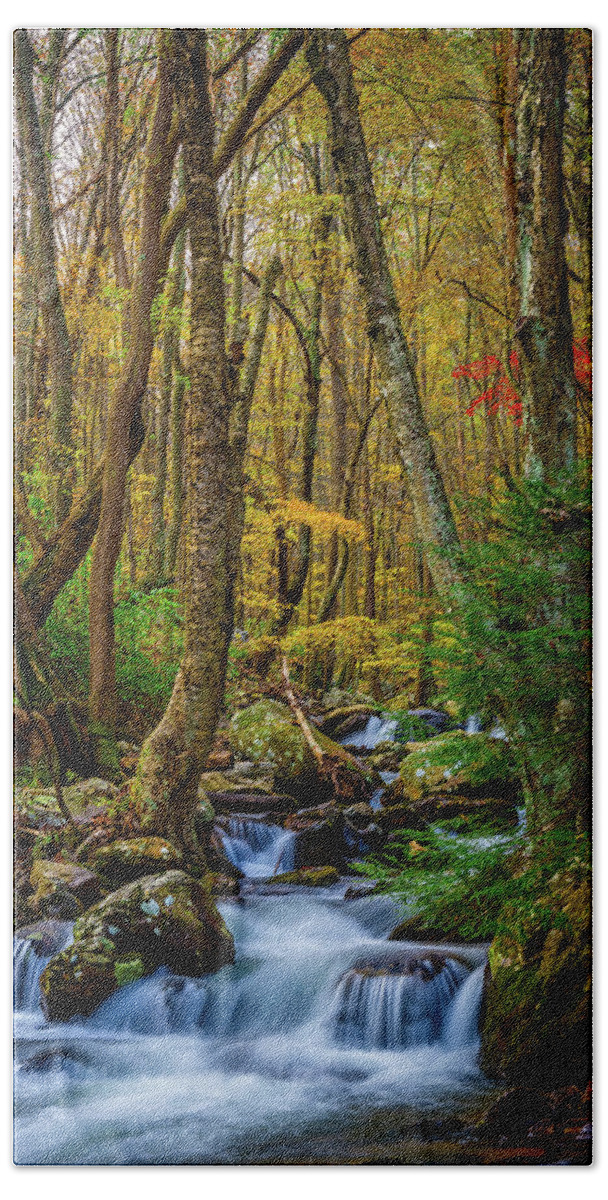Landscape Bath Towel featuring the photograph Mill Creek in Fall #1 by Joe Shrader