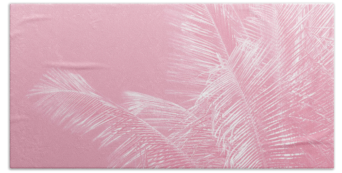 Millennial Pink Bath Towel featuring the photograph Millennial Pink illumination of Heart White Tropical Palm Hawaii by Sharon Mau