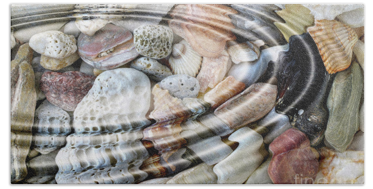 Mineral Bath Towel featuring the digital art Minerals and shells by Michal Boubin