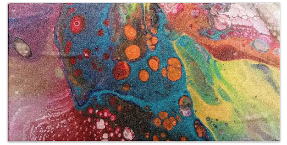 Colorful Abstract Movement Hand Towel featuring the painting Mini1 by Valerie Josi