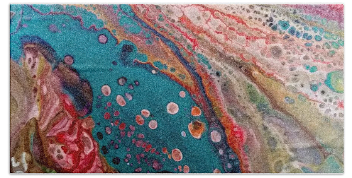 Mesmerizing Colorful Hand Towel featuring the painting Mini2 by Valerie Josi
