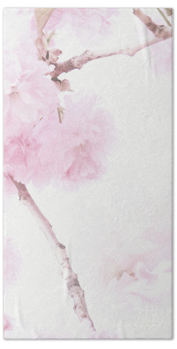 Cherry Blossoms Bath Towel featuring the photograph Minimalist Cherry Blossoms by Anita Pollak