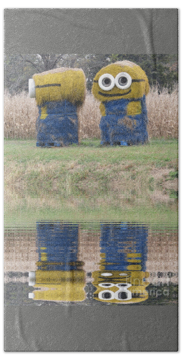  Hand Towel featuring the photograph Minions in a Reflection Pool by Kelly Awad
