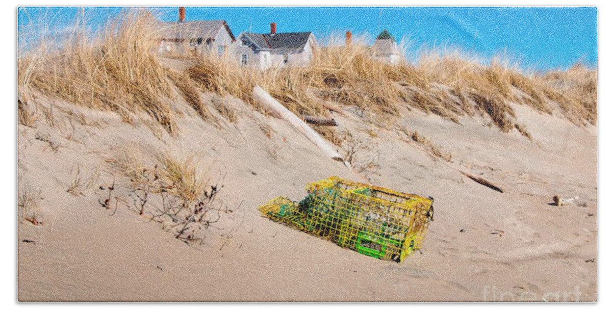 Sand Dunes Bath Towel featuring the photograph Missing Lobster Trap by Elizabeth Dow
