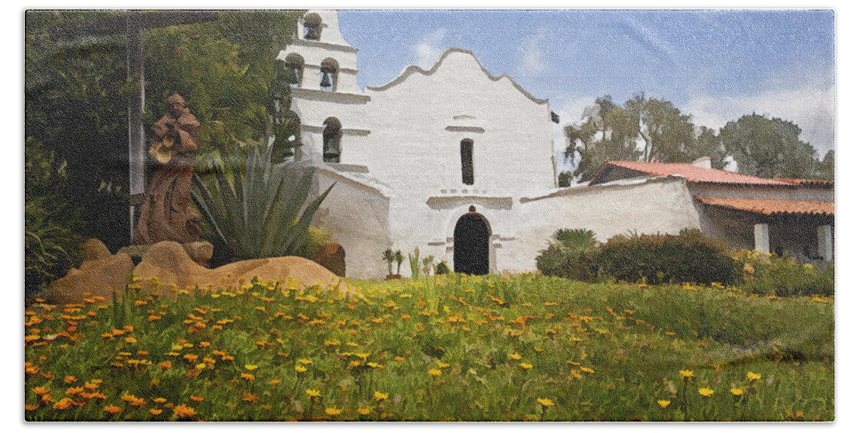 Architecture Bath Towel featuring the photograph Mission San Diego de Alcala by Sharon Foster
