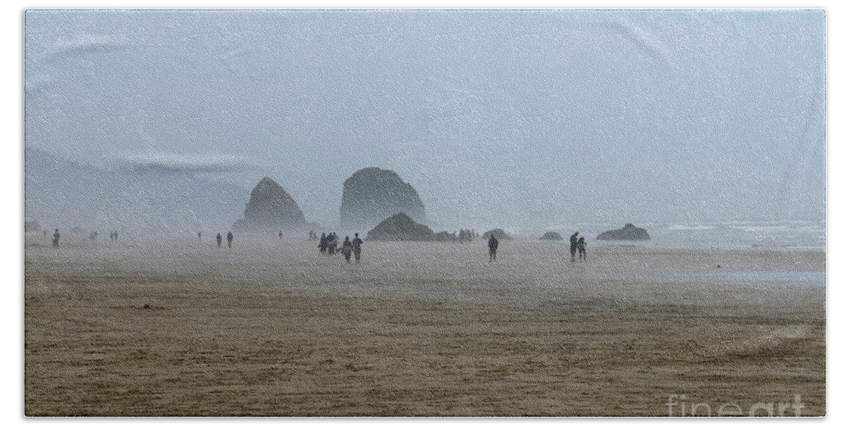 Oregon Hand Towel featuring the photograph Misty Morning At Cannon Beach by Christiane Schulze Art And Photography