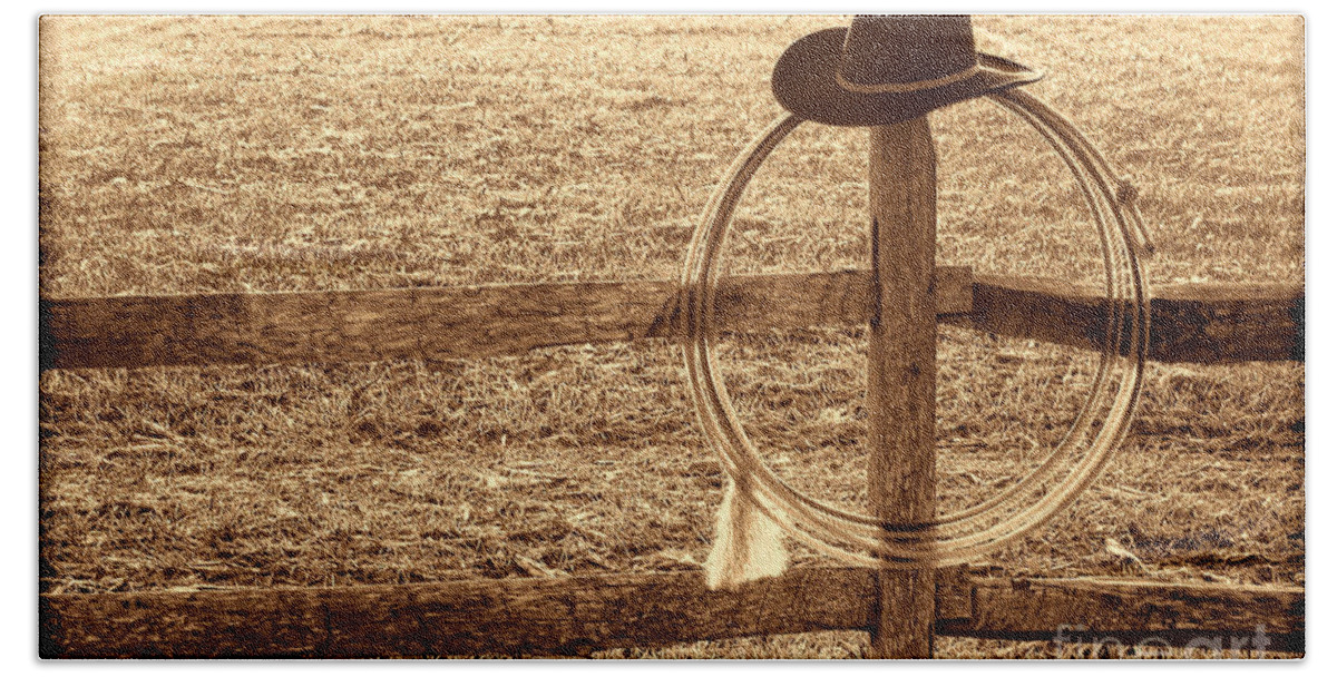 West Bath Towel featuring the photograph Misty Morning at the Ranch by American West Legend By Olivier Le Queinec