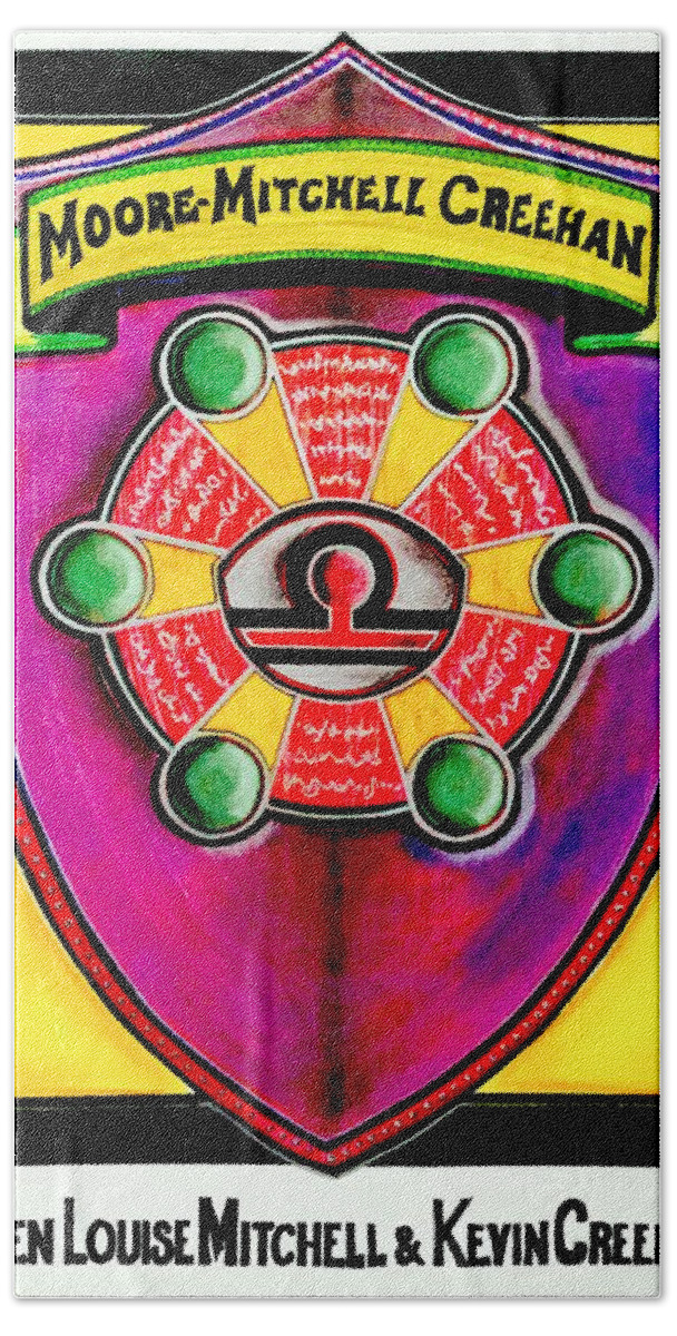 Family Crest Bath Towel featuring the painting Mitchell-Creehan Ancestral Healing Family Crest by AHONU Aingeal Rose