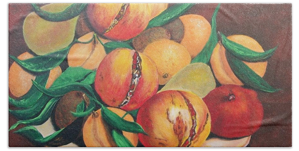 Mixed Fruit Hand Towel featuring the painting Mixed Fruit by Sharon Duguay