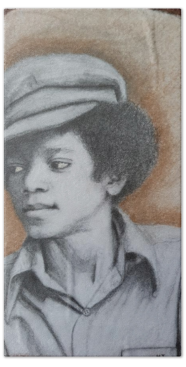 Michael Jackson Bath Towel featuring the drawing MJ by Cassy Allsworth