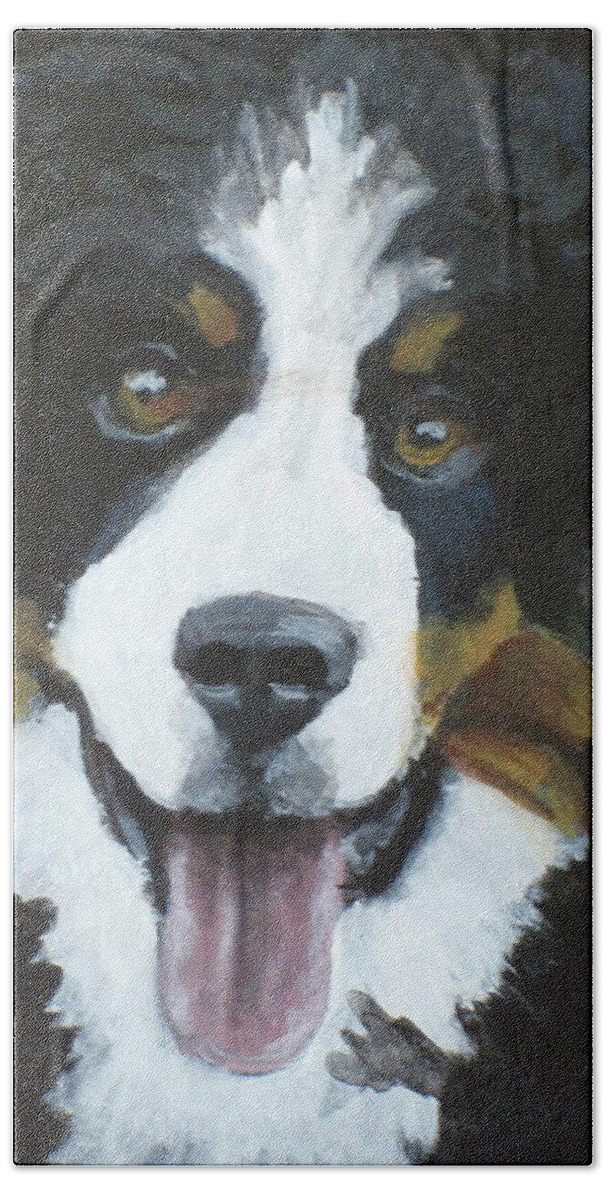 Bernese Mountain Dog Hand Towel featuring the painting Mo by Carol Russell