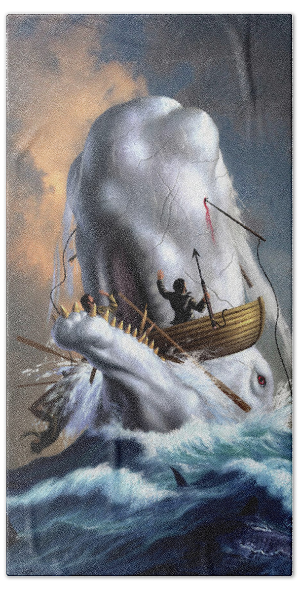 Moby Dick Bath Sheet featuring the digital art Moby Dick 1 by Jerry LoFaro