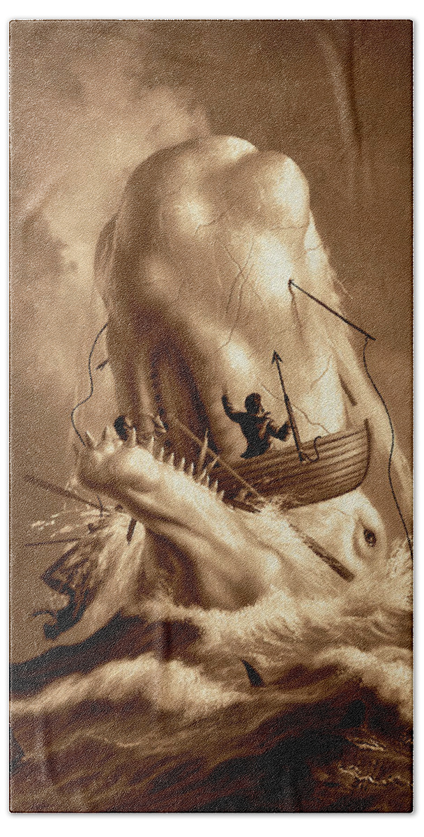 Moby Dick Hand Towel featuring the digital art Moby Dick 2 by Jerry LoFaro