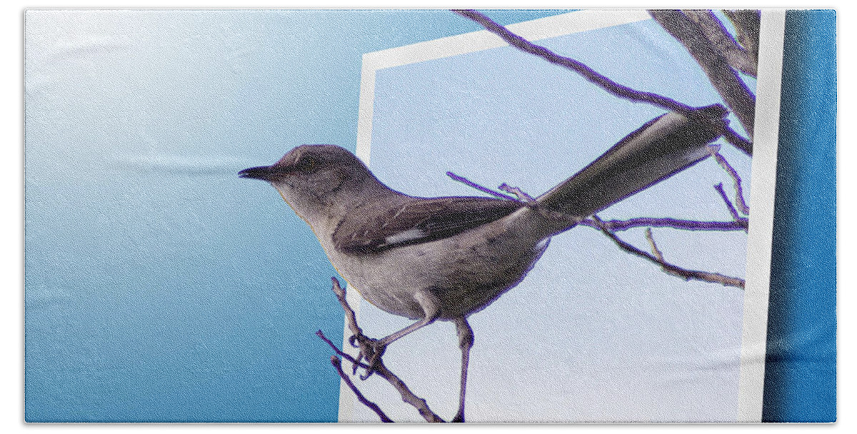 2d Bath Towel featuring the photograph Mockingbird Branch by Brian Wallace
