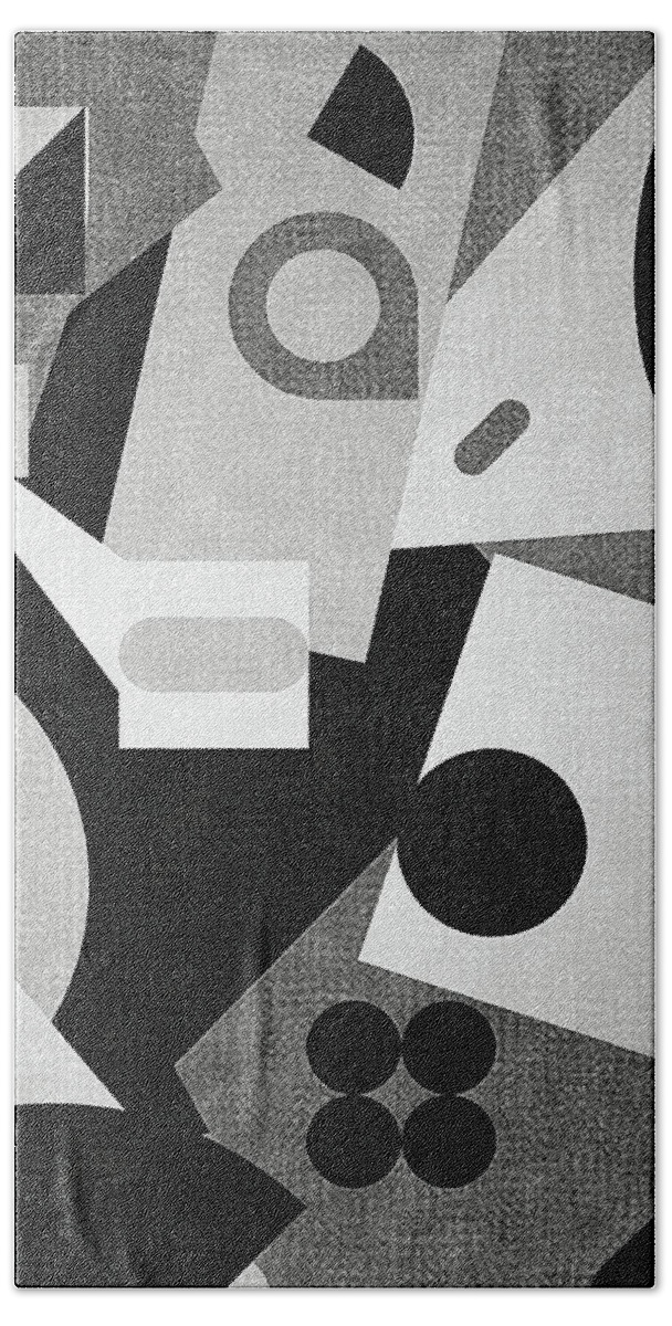 Abstract Bath Towel featuring the digital art Mod, Grayscale by Sandy Taylor