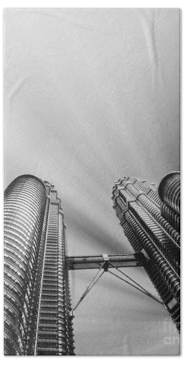 Skyscraper Hand Towel featuring the photograph Modern skyscraper black and white by Stefano Senise