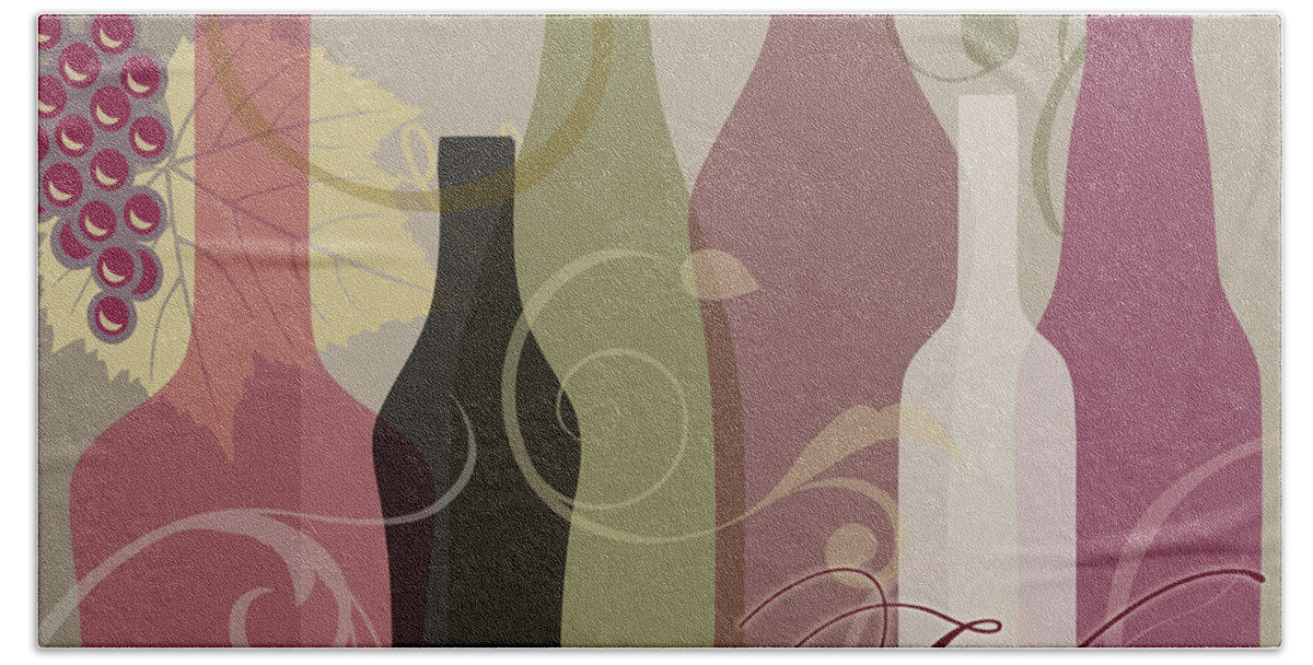 Wine Hand Towel featuring the painting Modern Wine III by Mindy Sommers