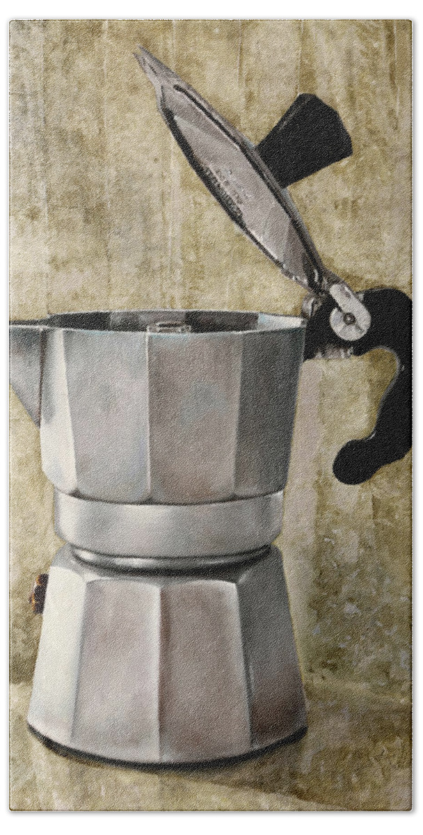 Cofeescape Hand Towel featuring the painting Moka by Guido Borelli