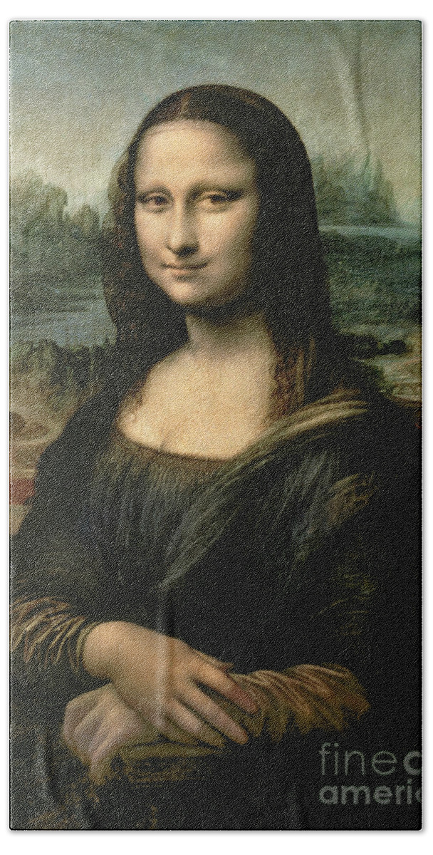 Mona Bath Sheet featuring the painting Mona Lisa by Leonardo da Vinci