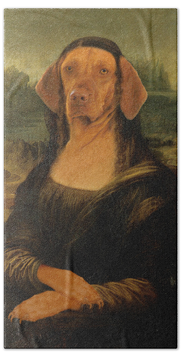 Mona Lisa Bath Towel featuring the digital art Mona Visla by Galen Hazelhofer