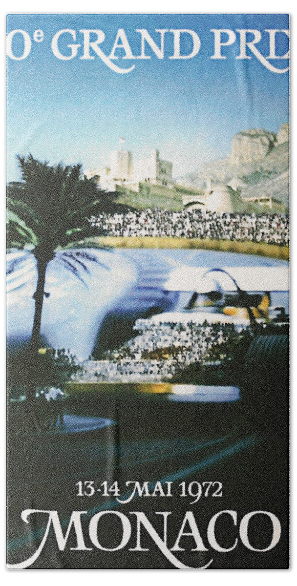 Monaco Grand Prix Hand Towel featuring the digital art Monaco 1972 Grand Prix by Georgia Clare