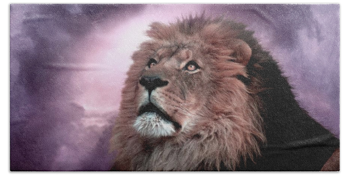Lions Hand Towel featuring the digital art Monarch by Bill Stephens