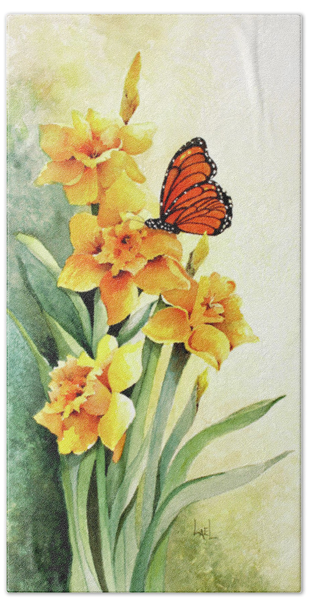 Monarch Butterfly Bath Towel featuring the painting Monarch by Lael Rutherford