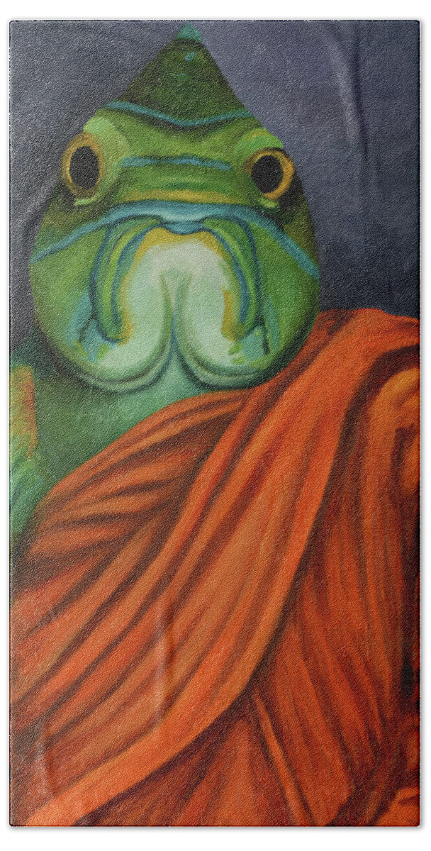 Monk Fish Hand Towel featuring the painting Monk Fish by Leah Saulnier The Painting Maniac
