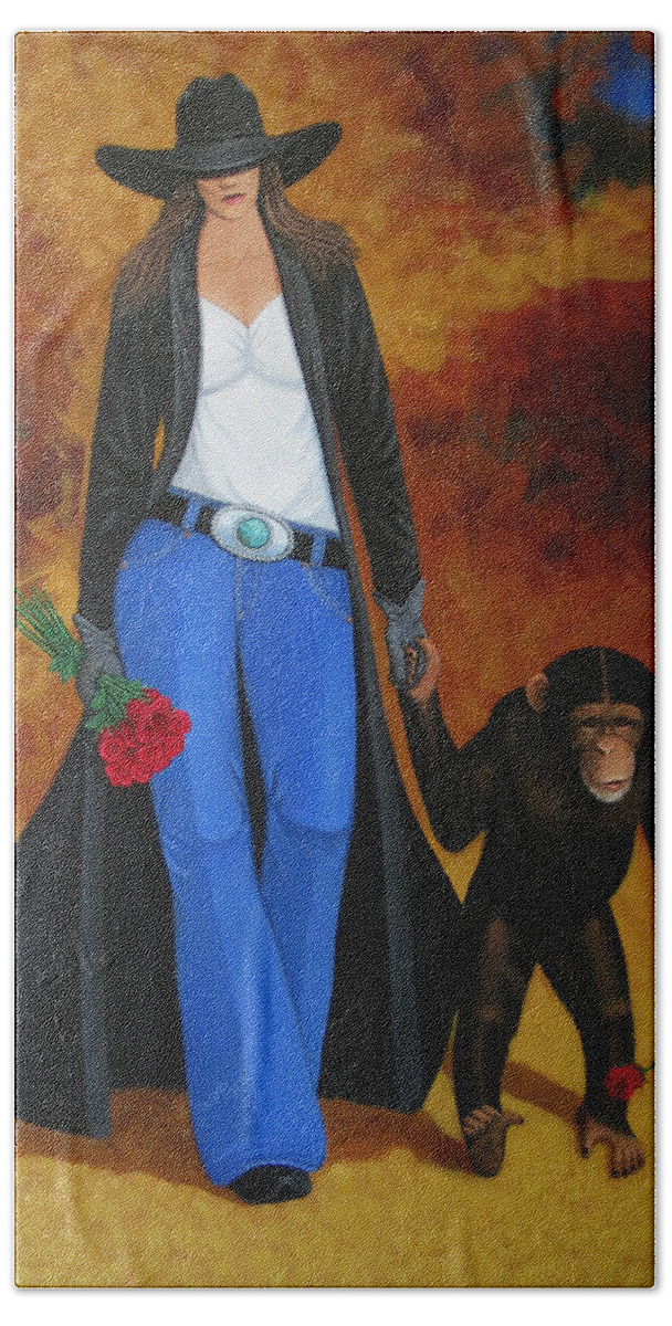 Monkey Bath Towel featuring the painting Monkeys Best Friend by Lance Headlee