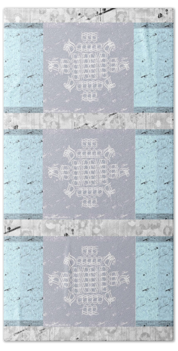 Monogram Bath Towel featuring the tapestry - textile Monogram Qm Aquagray 5 by Christine McCole