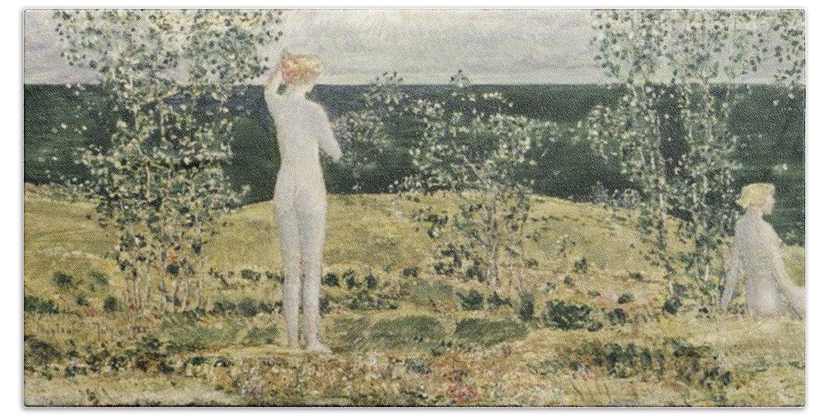 Frederick Childe Hassam (american Bath Towel featuring the painting Montauk by Frederick