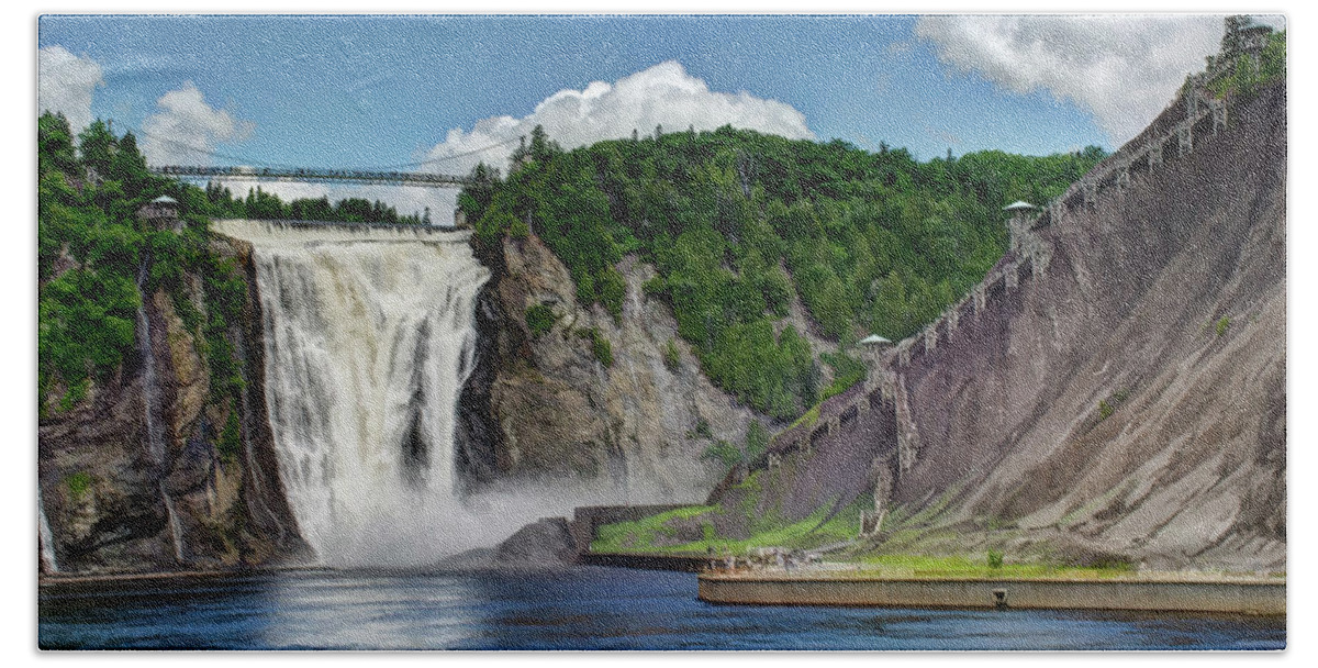 Quebec Bath Towel featuring the photograph Montmorency Falls by David Thompsen