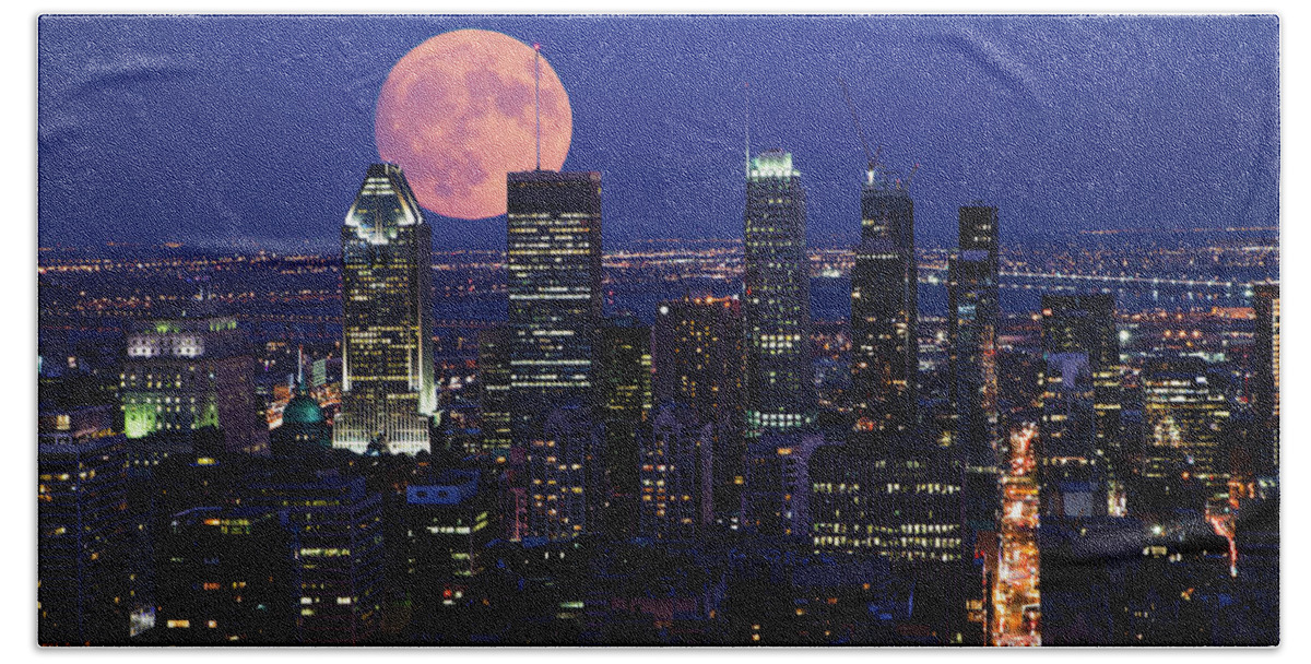 Montreal Bath Towel featuring the photograph Montreal Supermoon by Mircea Costina Photography