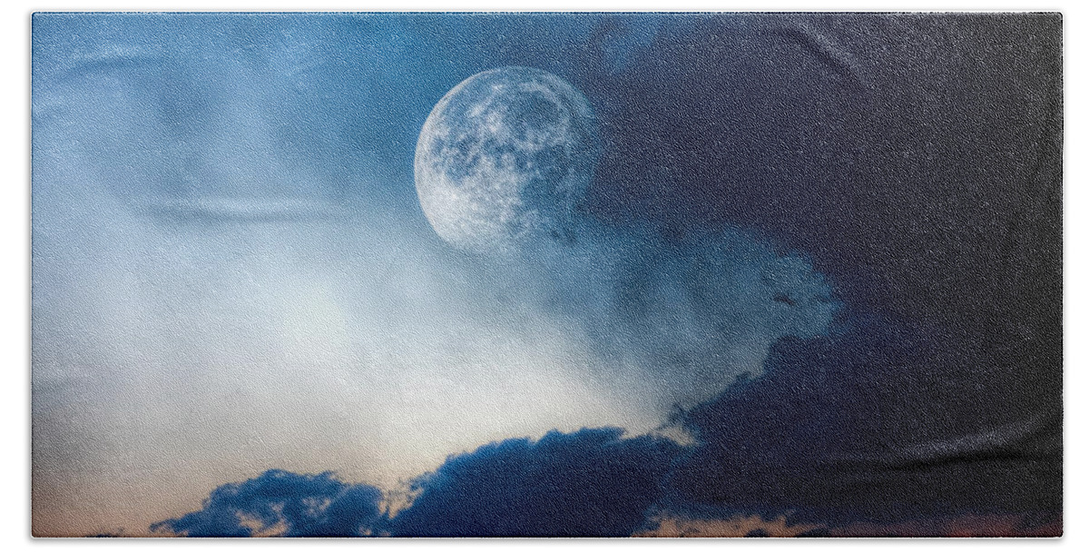 Sky Bath Towel featuring the photograph Moon by Bob Orsillo
