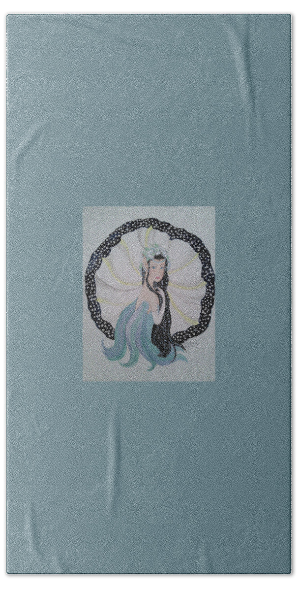 Fairy Hand Towel featuring the painting Moon Flower Fairy by Susan Nielsen