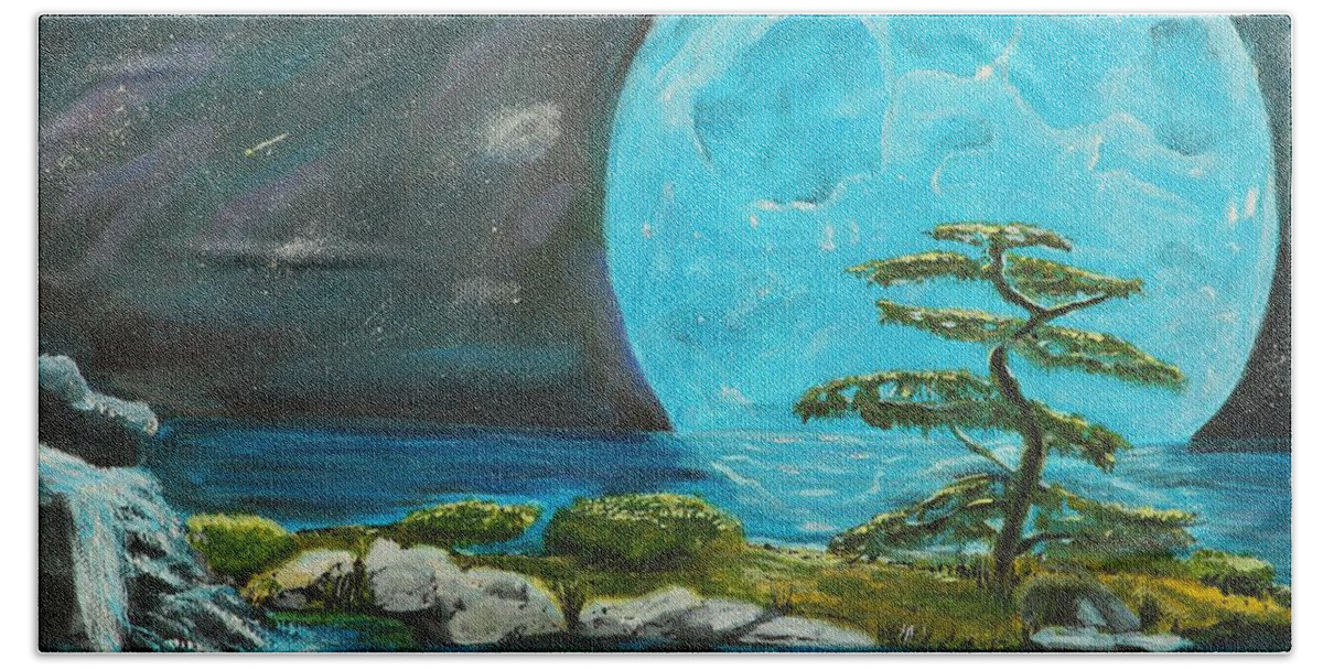 Blue Moon Bath Towel featuring the painting Moon Light Dreams by David Bigelow