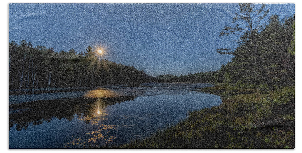 Marlboro Bath Towel featuring the photograph Moon On North Pond Road by Tom Singleton