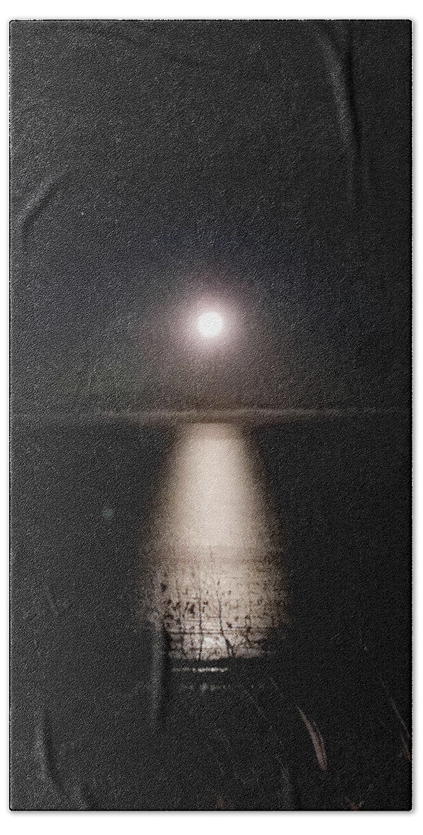 Alaska Hand Towel featuring the photograph Moon on Ocean by Britten Adams