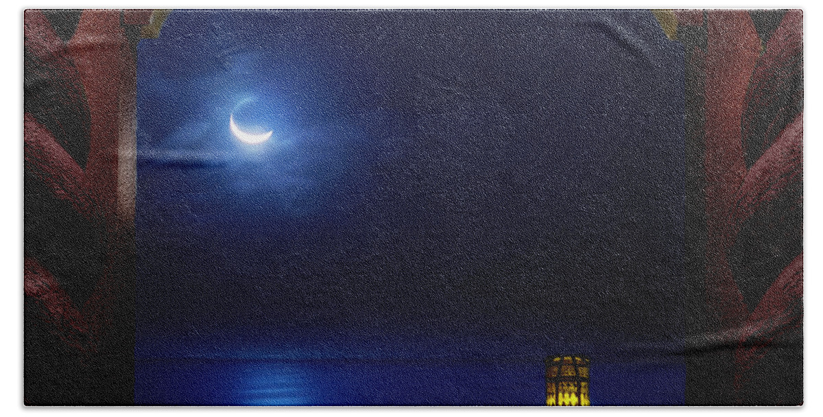 Moon Hand Towel featuring the photograph Moon Terrace by Mark Andrew Thomas