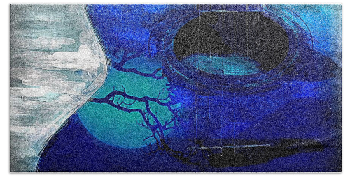 Guitar Hand Towel featuring the digital art Moonlight Sonata by Ellen Cannon